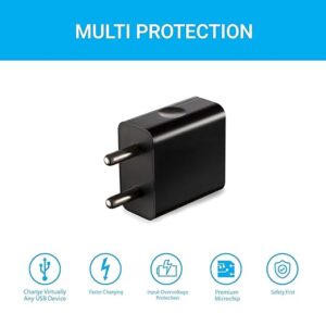 SYSKA WC-2A Single Port Charger with Cable – Fast & Reliable Charging for iPhone (Black) Open Box