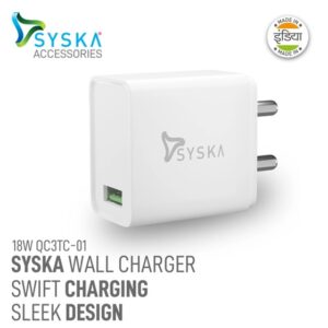 Syska 18W Fast Charging 3A Type-C Travel Adaptor with Cable